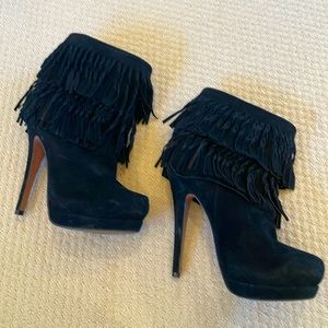 Kurt Geiger Black Suede Fringe Boots